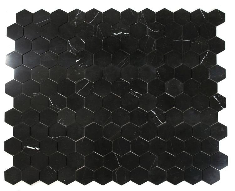 Hexagon Marquina Honed 3 x 3 10.25 x 11.75