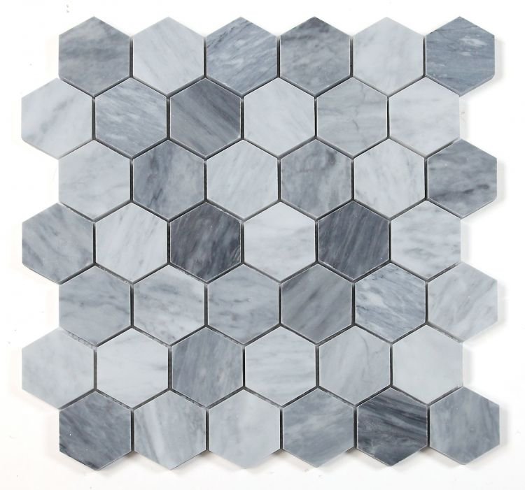 Hexagon Mix Grey Honed 2 x 2 11.75 x 12