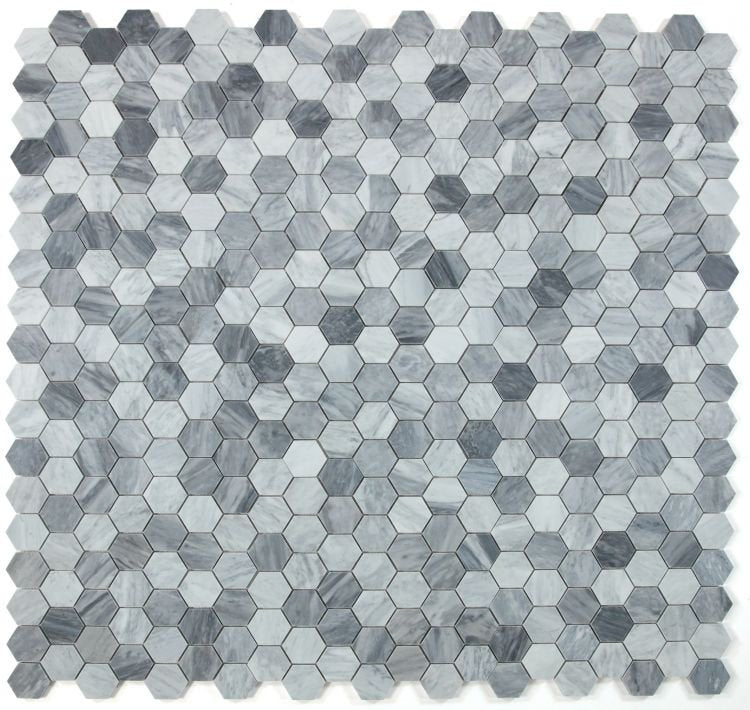 Hexagon Mix Grey Honed 2 x 2 11.75 x 12