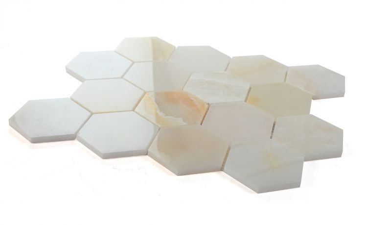 Hexagon Onyx White Polished 3 x 3 10.25 x 11.75