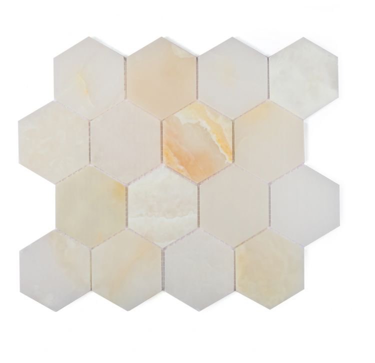 Hexagon Onyx White Polished 3 x 3 10.25 x 11.75