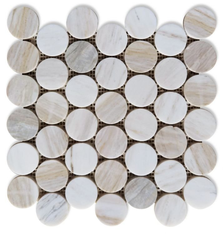Penny Marble Large Eura Wood Honed 2 x 2 11.75 x 12 - Hexagon Interiors
