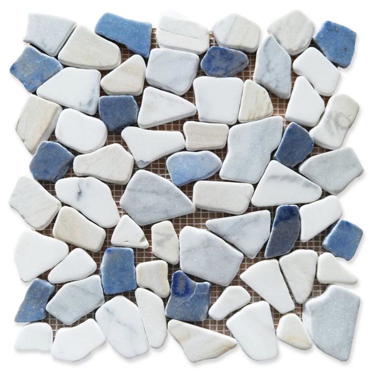 Royal Blue Sapphire Pebble Stone Mosaic 12 x 12 - Hexagon Interiors