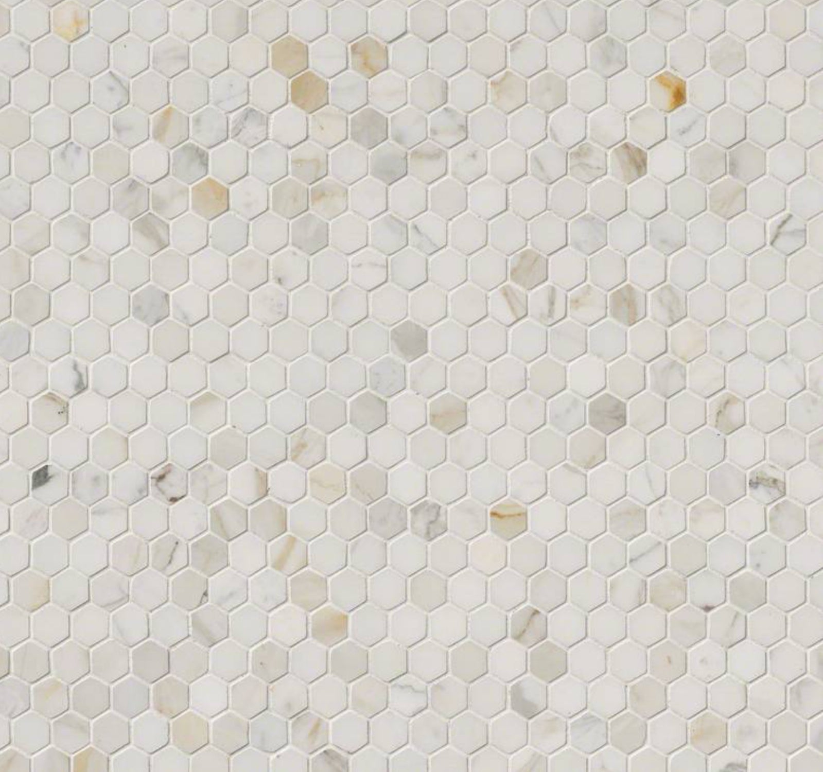 Calacatta Gold 1” Hexagon Polished Mosaic Tile