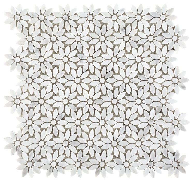 Daisy Wild Carrara 12.50 x 12.75 - Hexagon Interiors