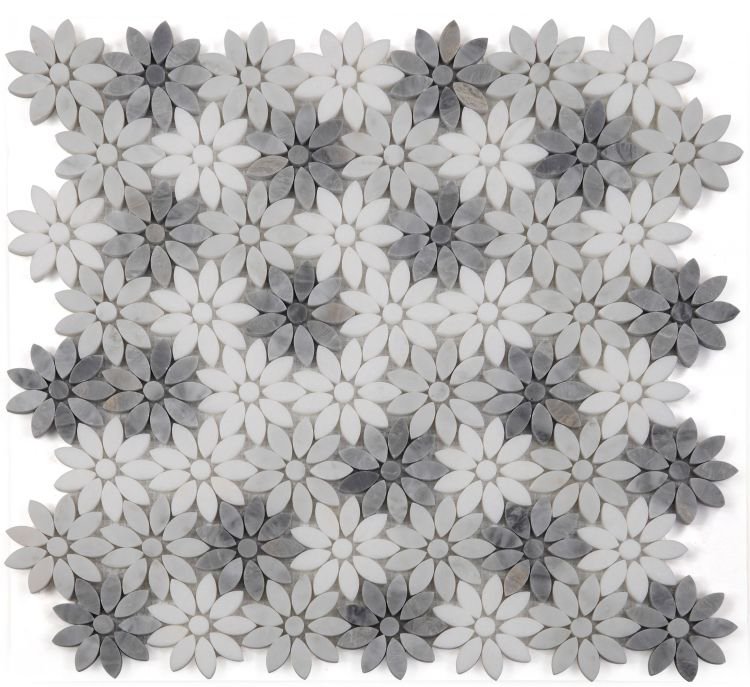 Daisy Wild Grey 12.5 x 13 - Hexagon Interiors
