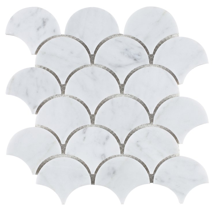 Dragon Scale Carrara 9.75 x 9.75 - Hexagon Interiors