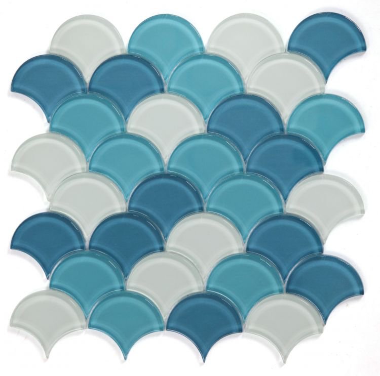Dragon Scale Ocean Glass 12 x 12 - Hexagon Interiors