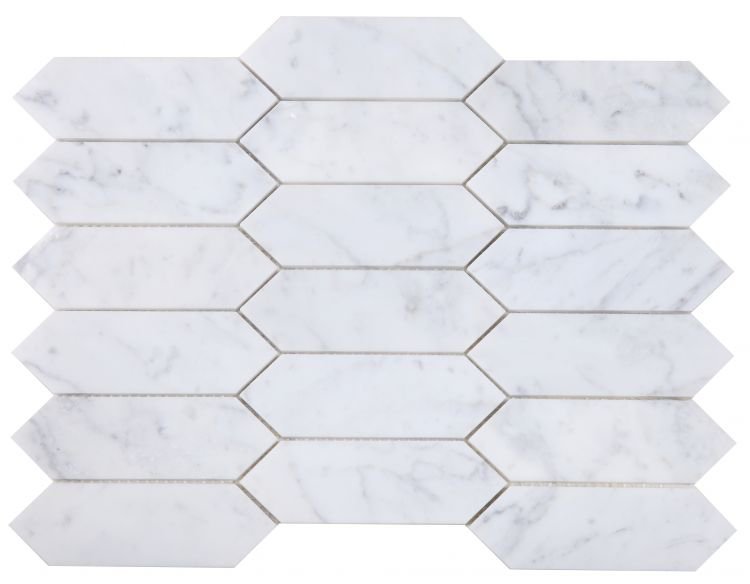 Elongated Hex Carrara Honed 11.75 x 15 - Hexagon Interiors
