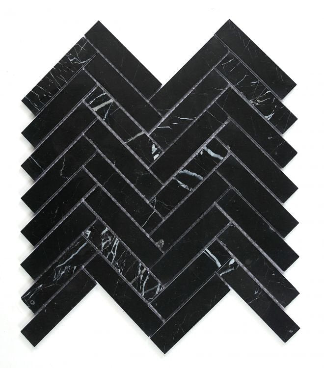 Herringbone Marquina 11.25 x 11.25 - Hexagon Interiors