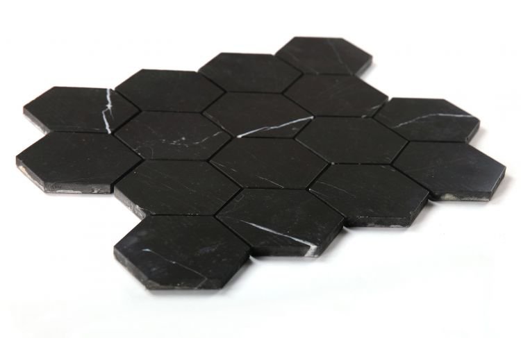 Hexagon Marquina Honed 3 x 3 10.25 x 11.75