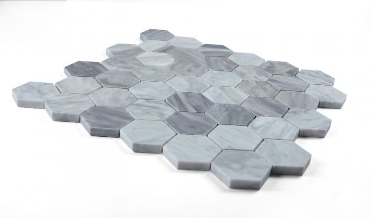Hexagon Mix Grey Honed 2 x 2 11.75 x 12