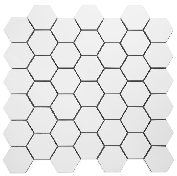 Malaysia Roy White Matte 2 x 2 Hexagon 12 x 12