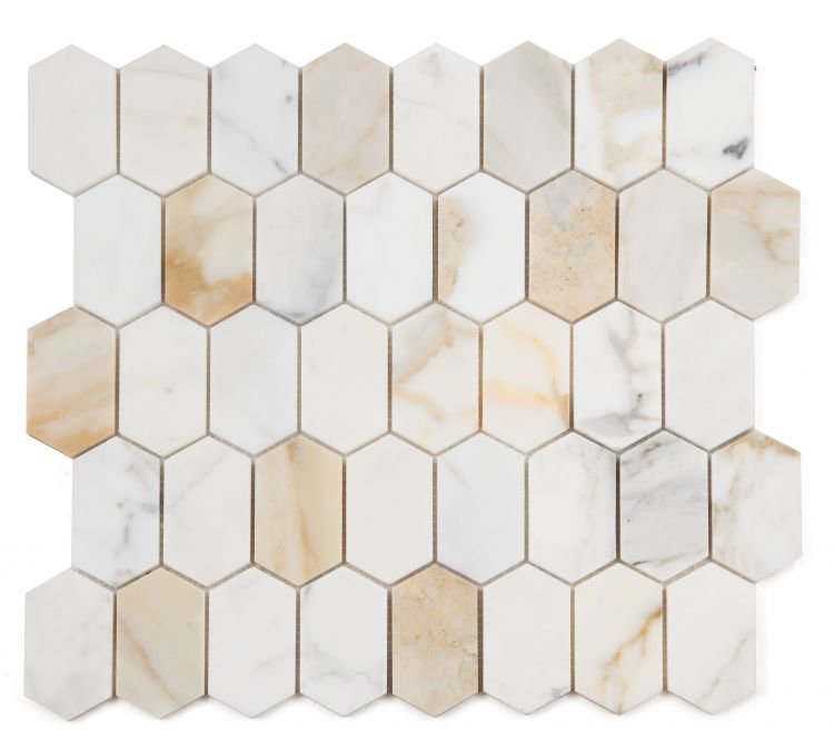 Montage Calacatta Gold Polished 12.5 x 13.25 - Hexagon Interiors