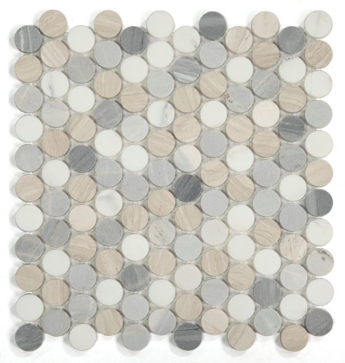 Penny Marble Blue 11 x 11.5 Mosaic Tile - Hexagon Interiors