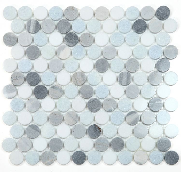 Penny Marble Deep Ocean 11 x 11.75 - Hexagon Interiors