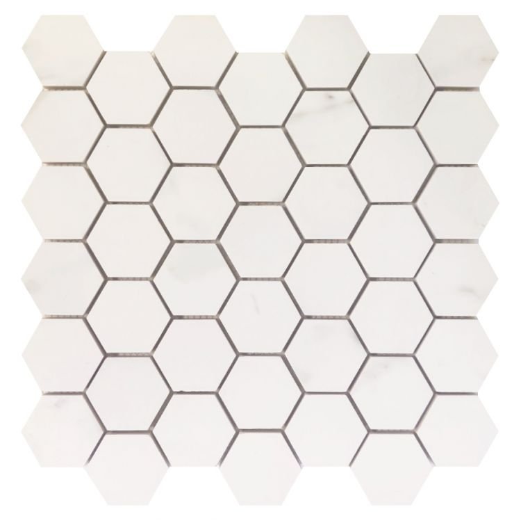 Trilogy Calacatta White Soft 2 x 2 Hexagon 12 x 12 - Hexagon Interiors